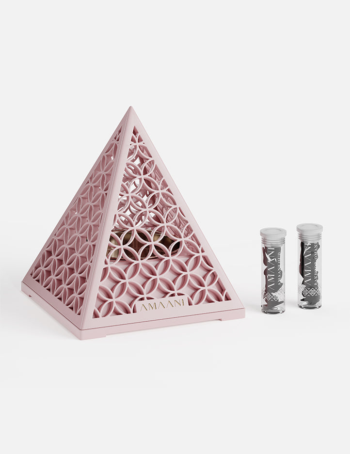 Amaani Bakhoor Burner Gift Set Pyramid Design - French Rose