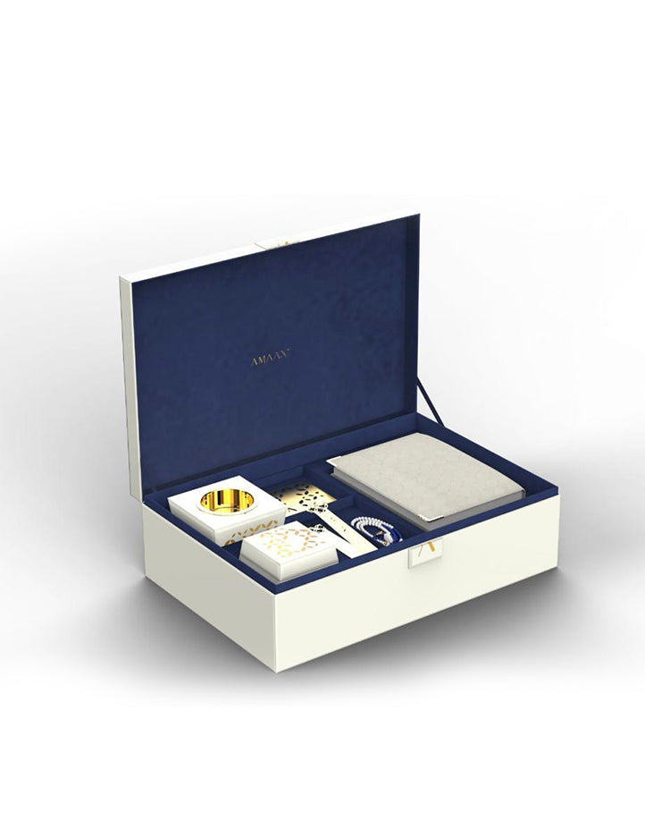 Amaani Nikah Gift Box White Quran, Tasbeeh, Bakhoor Burner